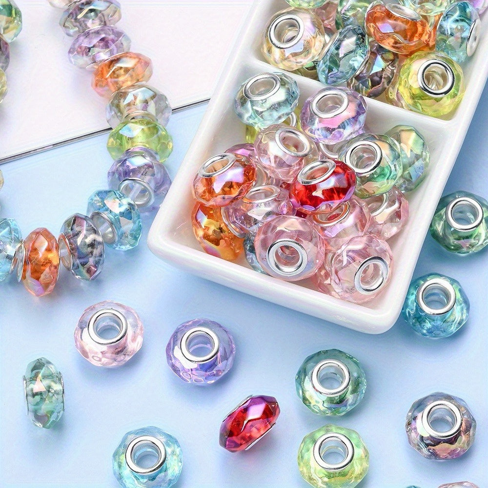 European Large Hole Acrylic Faceted Beads