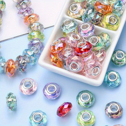 European Large Hole Acrylic Faceted Beads