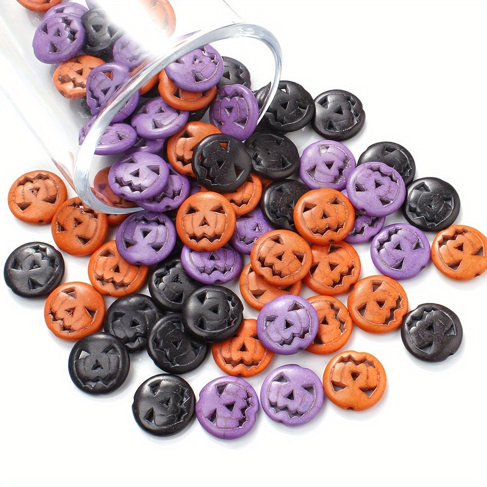 15mm Halloween Round Turquoise Pumpkin Spacer Beads, 24pcs