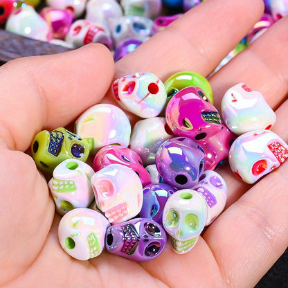Halloween AB Shiny Skull Beads