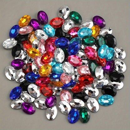 10x14mm Sparkling Oval Acrylic Rhinestone Beads
