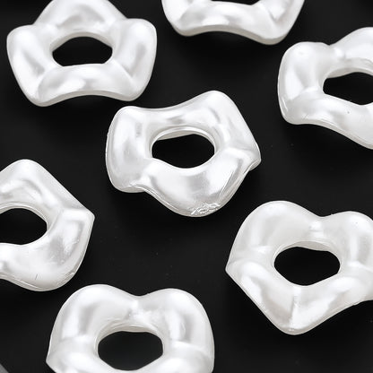 White Wavy Acrylic Spacer Beads