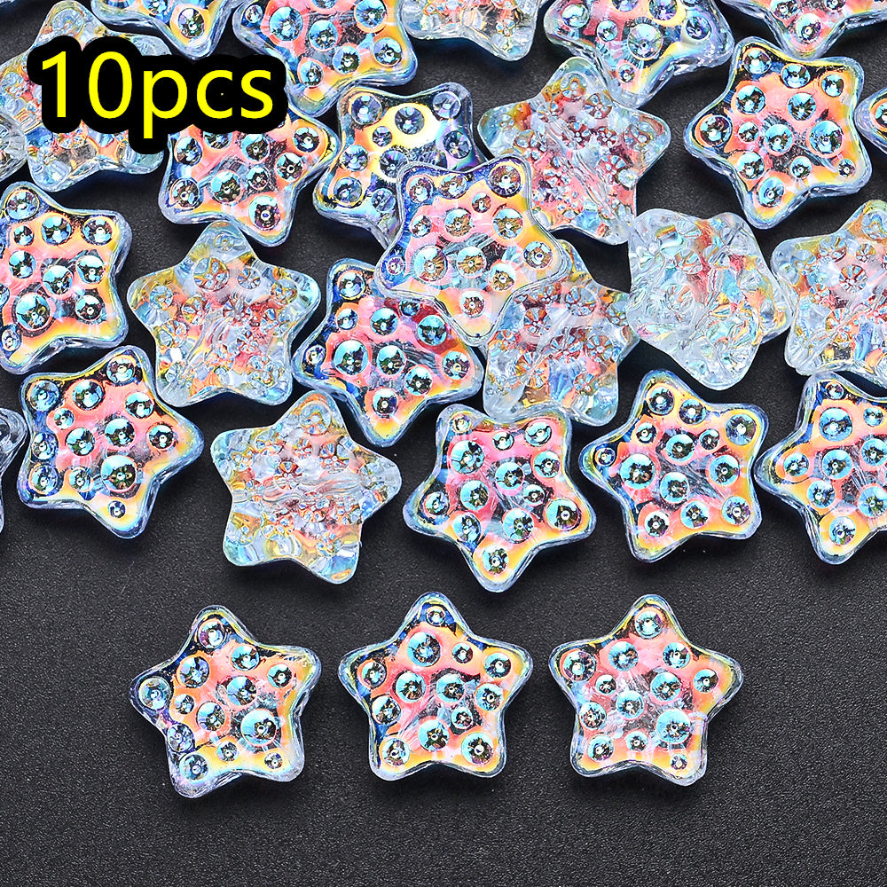 10pcs 18mm Vibrant Star Glass Beads