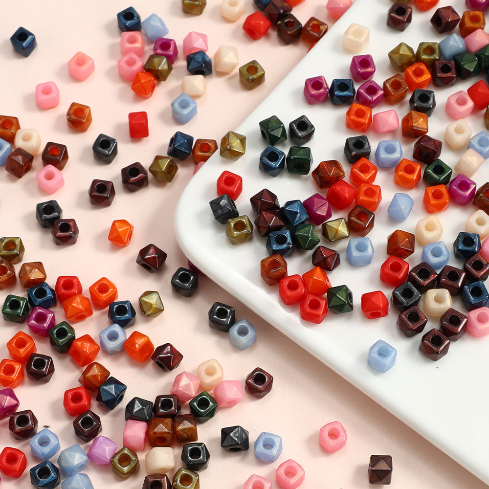 100pcs 8mm Faceted Square Acrylic Beads