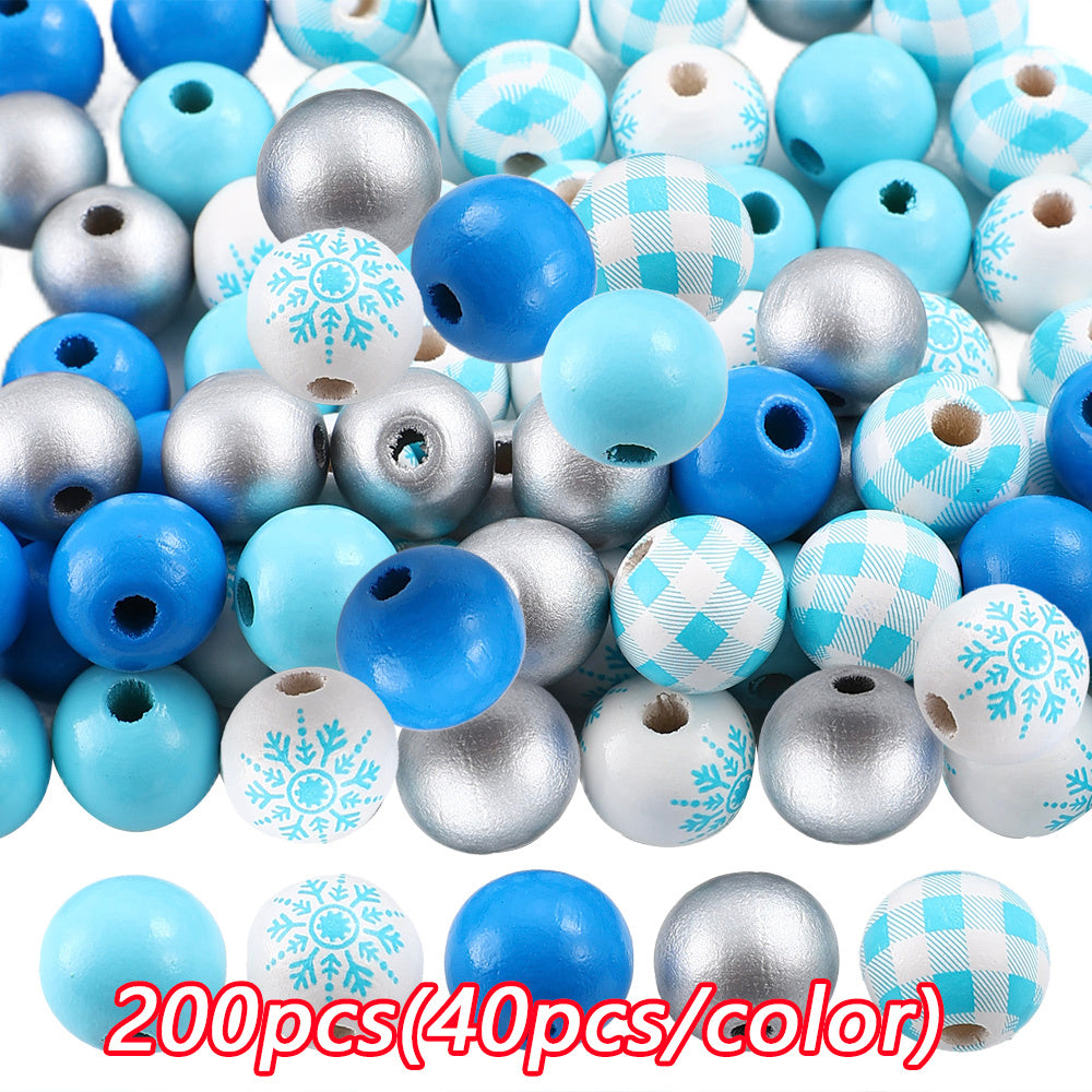Christmas Wooden Pattern Spacer Beads