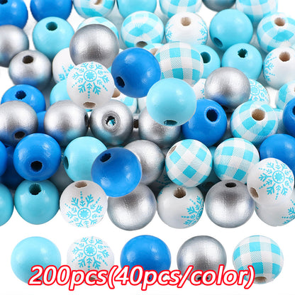 Christmas Wooden Pattern Spacer Beads