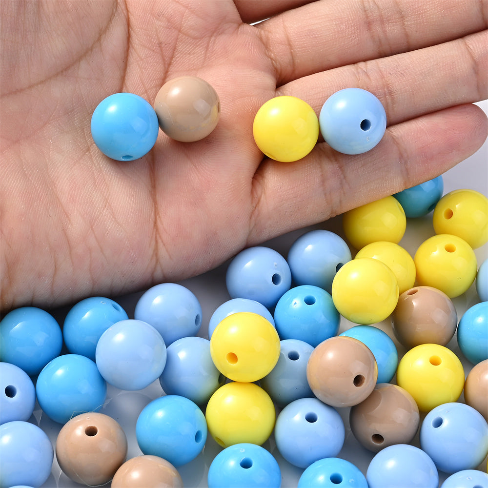50/100pcs Solid Color Acrylic Round Beads