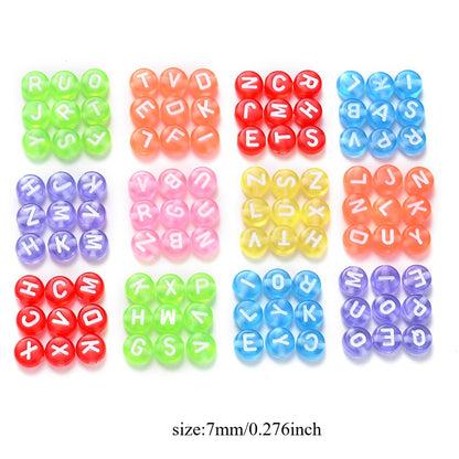 7mm Rainbow Acrylic Letter Beads