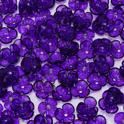Transparent 3-Petal Flower Acrylic Beads