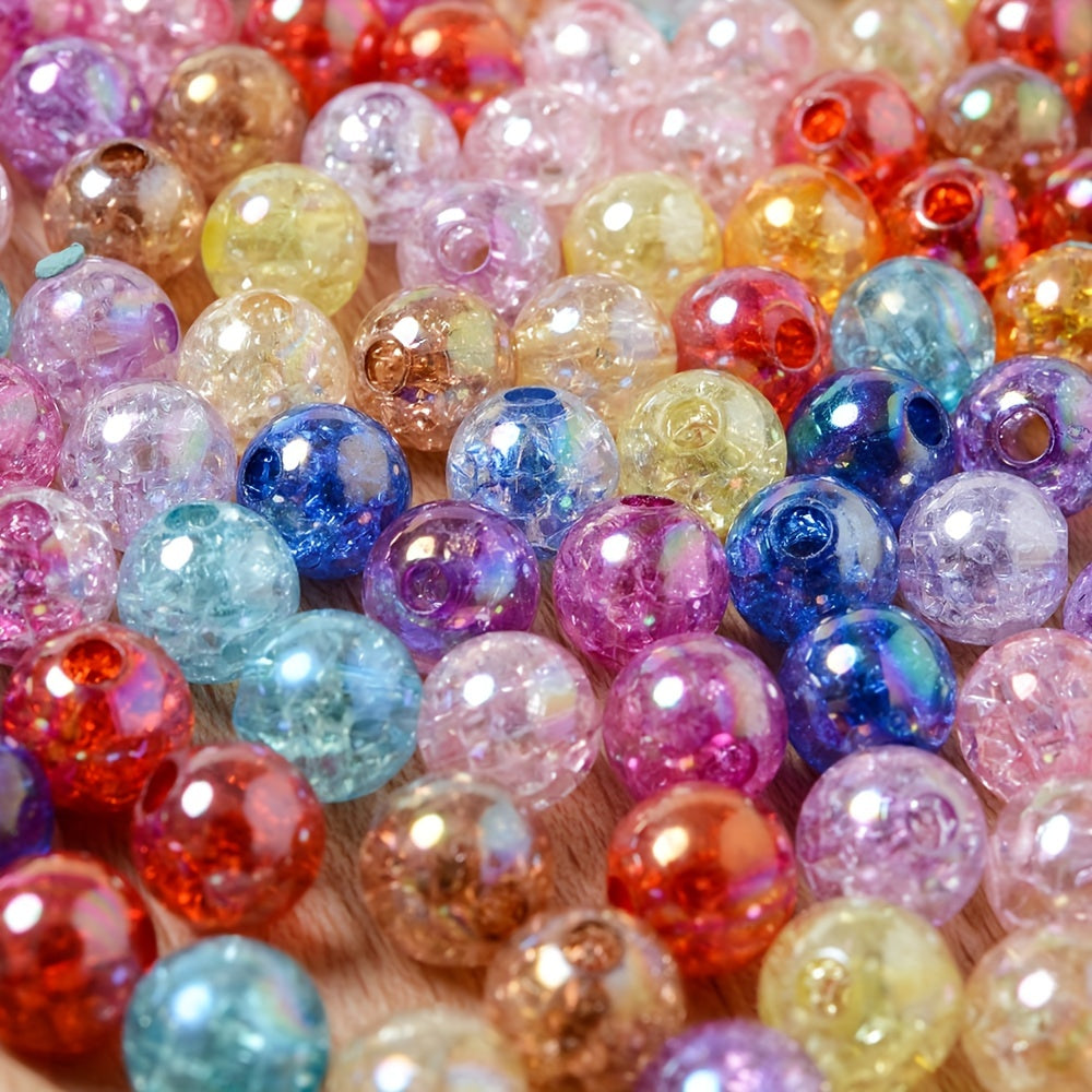 Glossy Flat Round Acrylic CCB Spacer Beads
