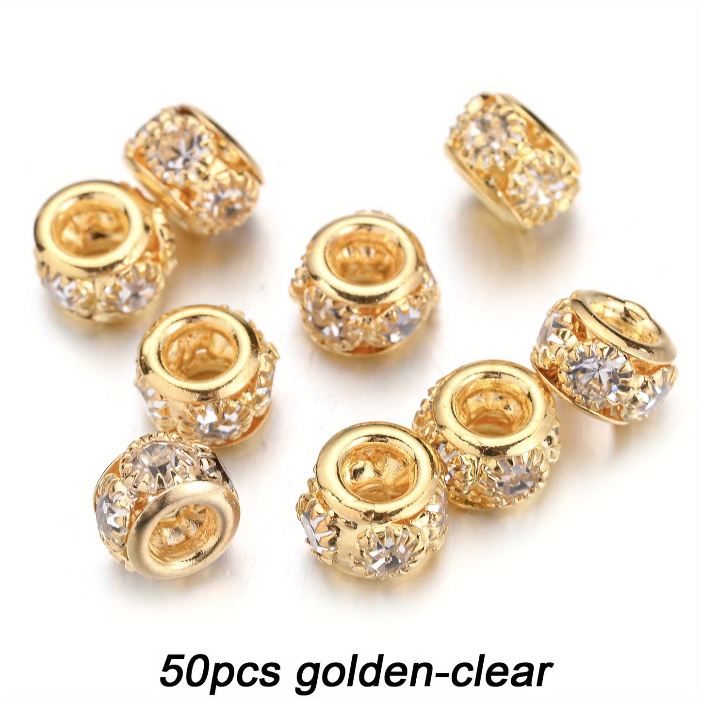 Transparent Glass AB Geometric Rhinestone Spacer Beads