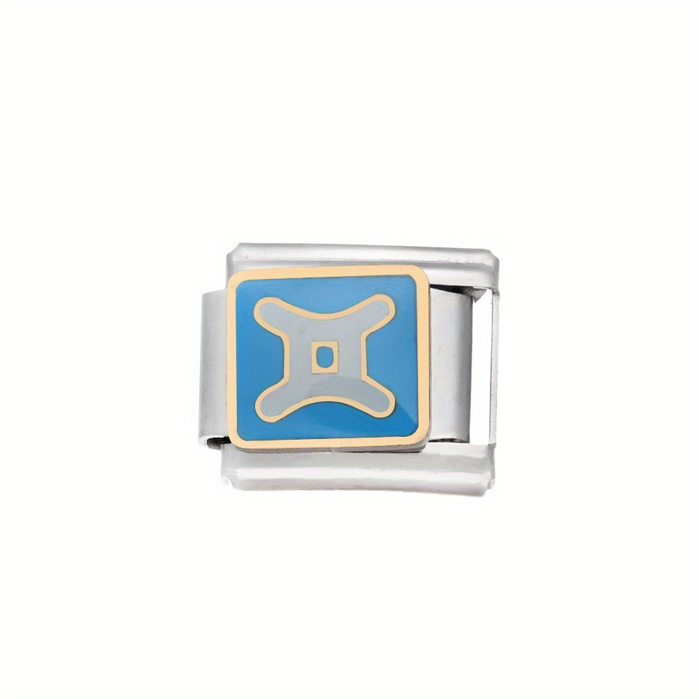 1pc 9x10mm Stainless Steel Zodiac Sign Module Bead