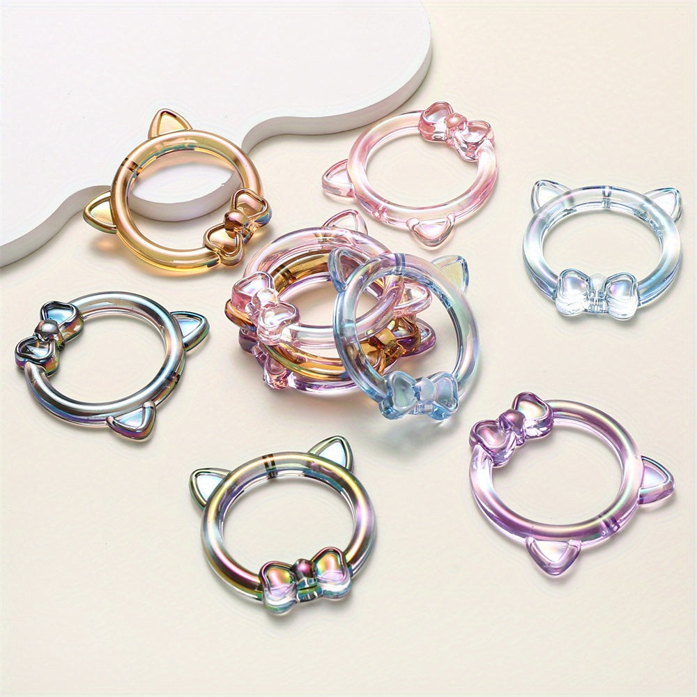 Vibrant Acrylic Cracked Pattern Bowknot Beads
