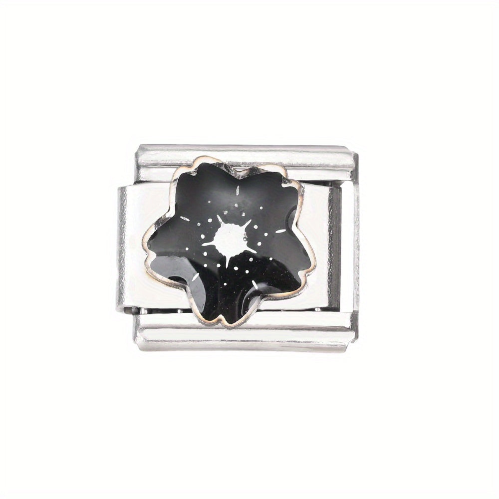1pc 9x10mm Stainless Steel Flower Module Bead