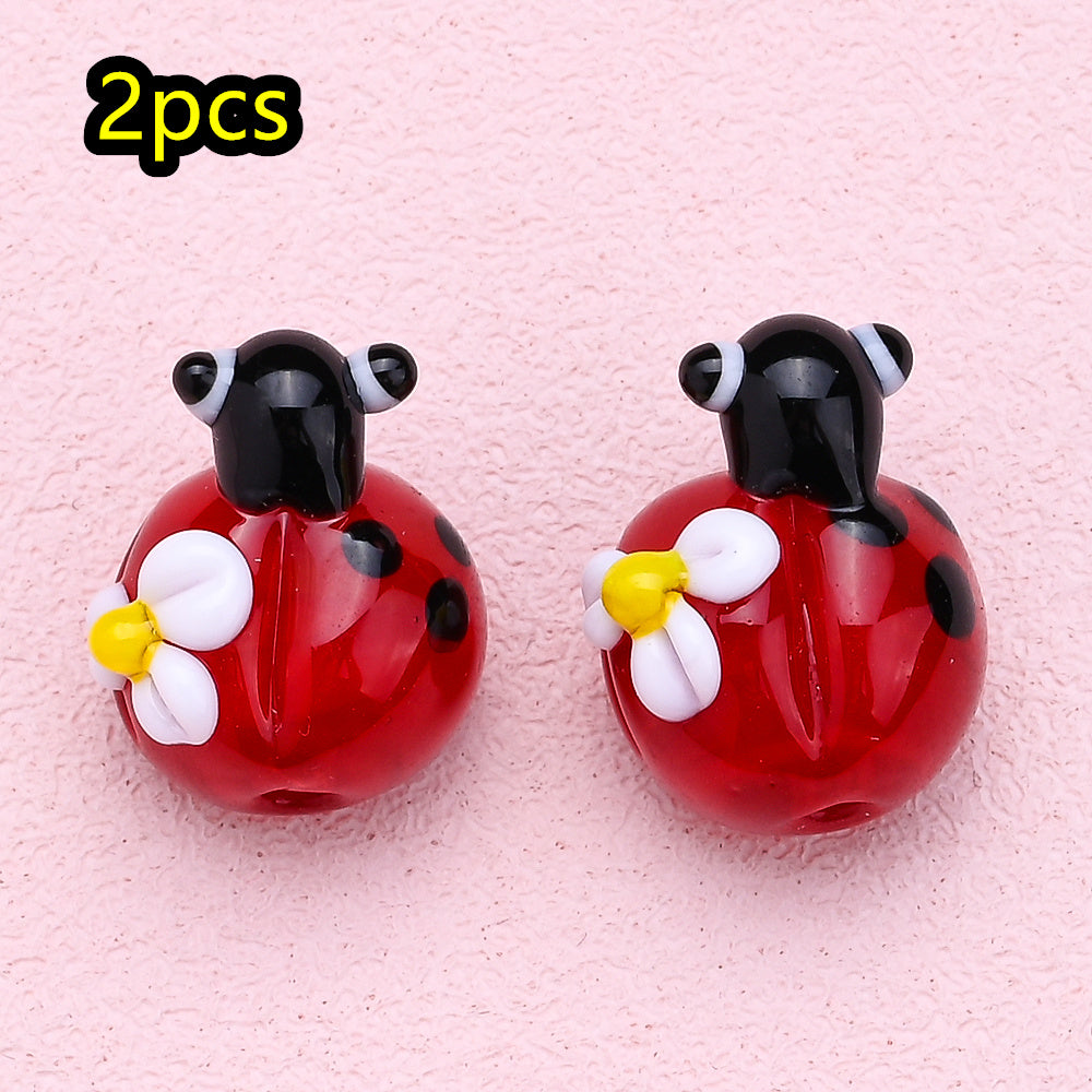 Bohemian Glass Beetle Flower Beads