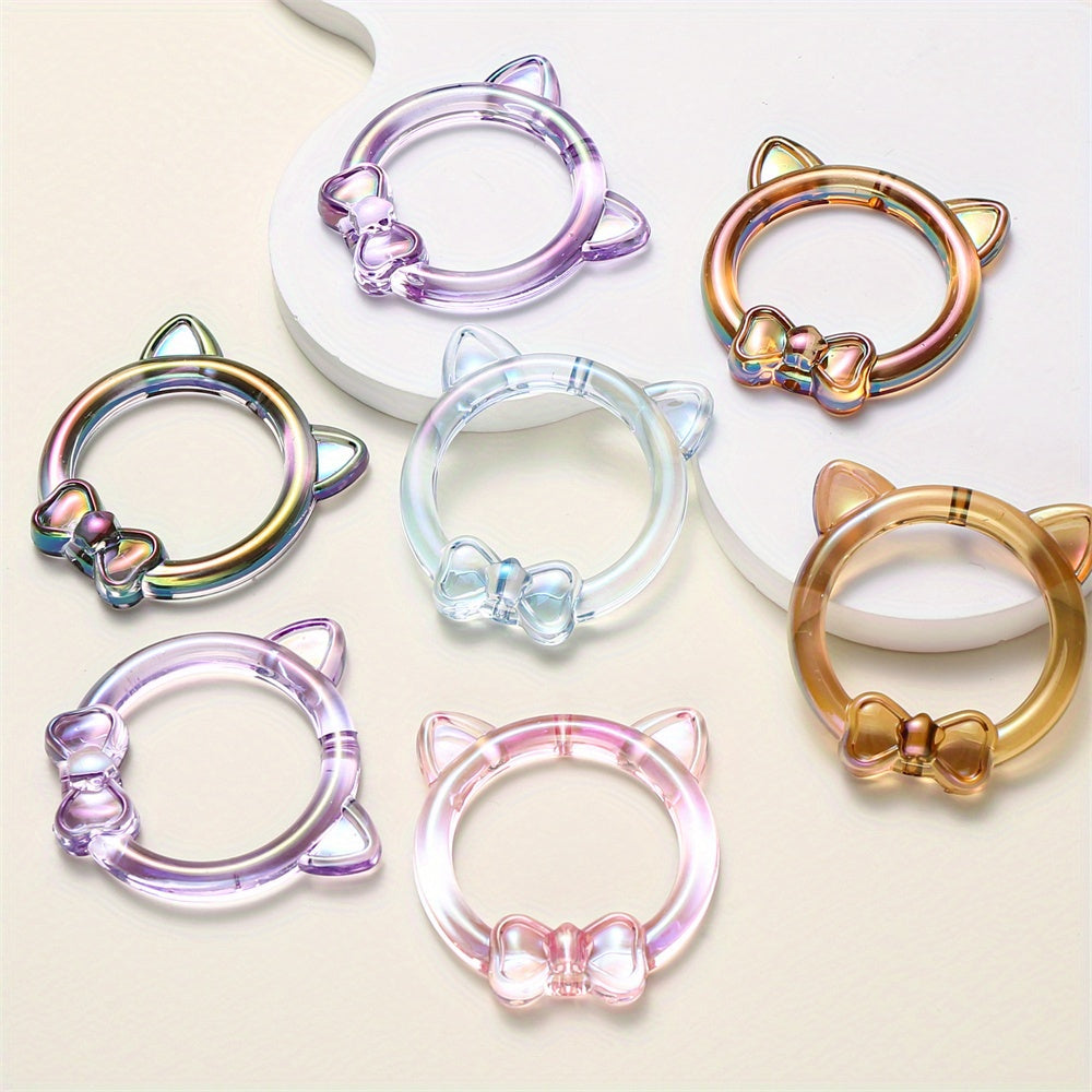 Vibrant Acrylic Cracked Pattern Bowknot Beads