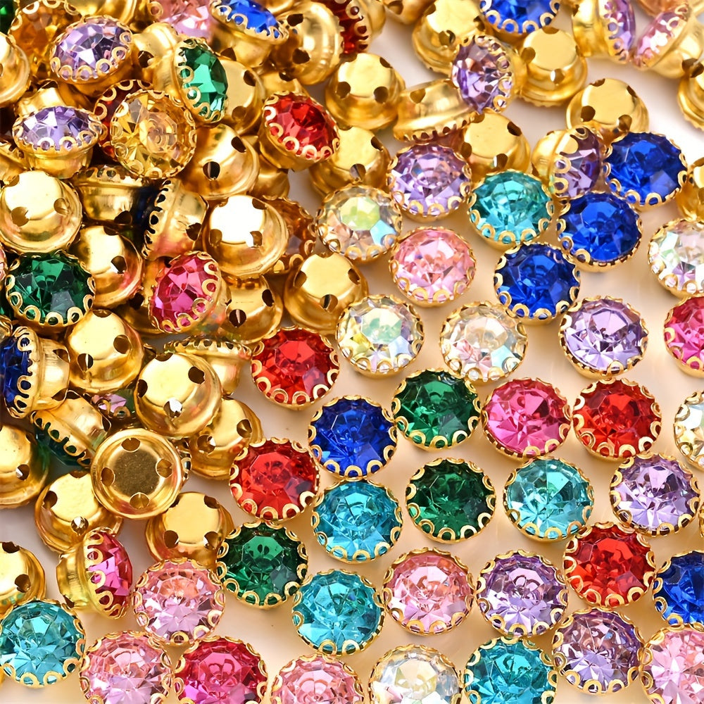 30pcs 9mm Golden Rhinestone Iron Base Beads