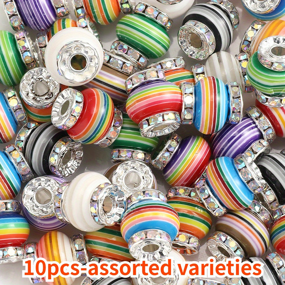 Rainbow Rhinestone Resin Wheel Spacer Beads