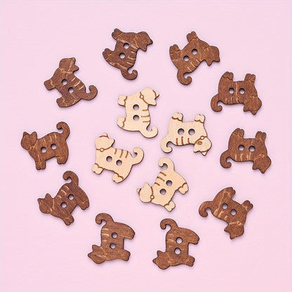 16.8x20.5mm Cat-Shaped Wooden Button Beads