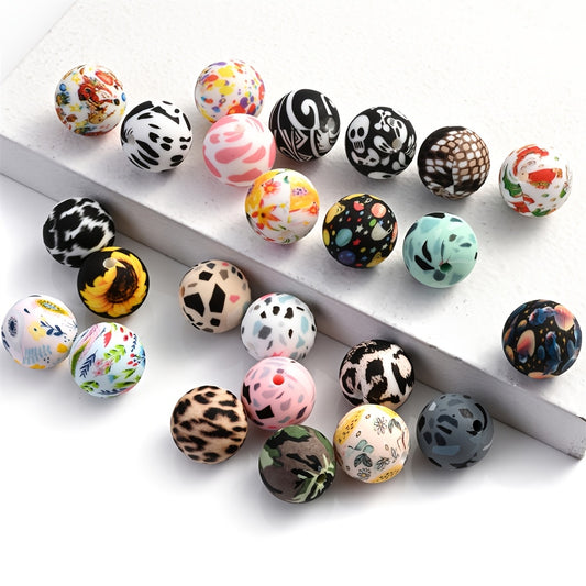 5pcs Colorful Watermark Silicone Beads