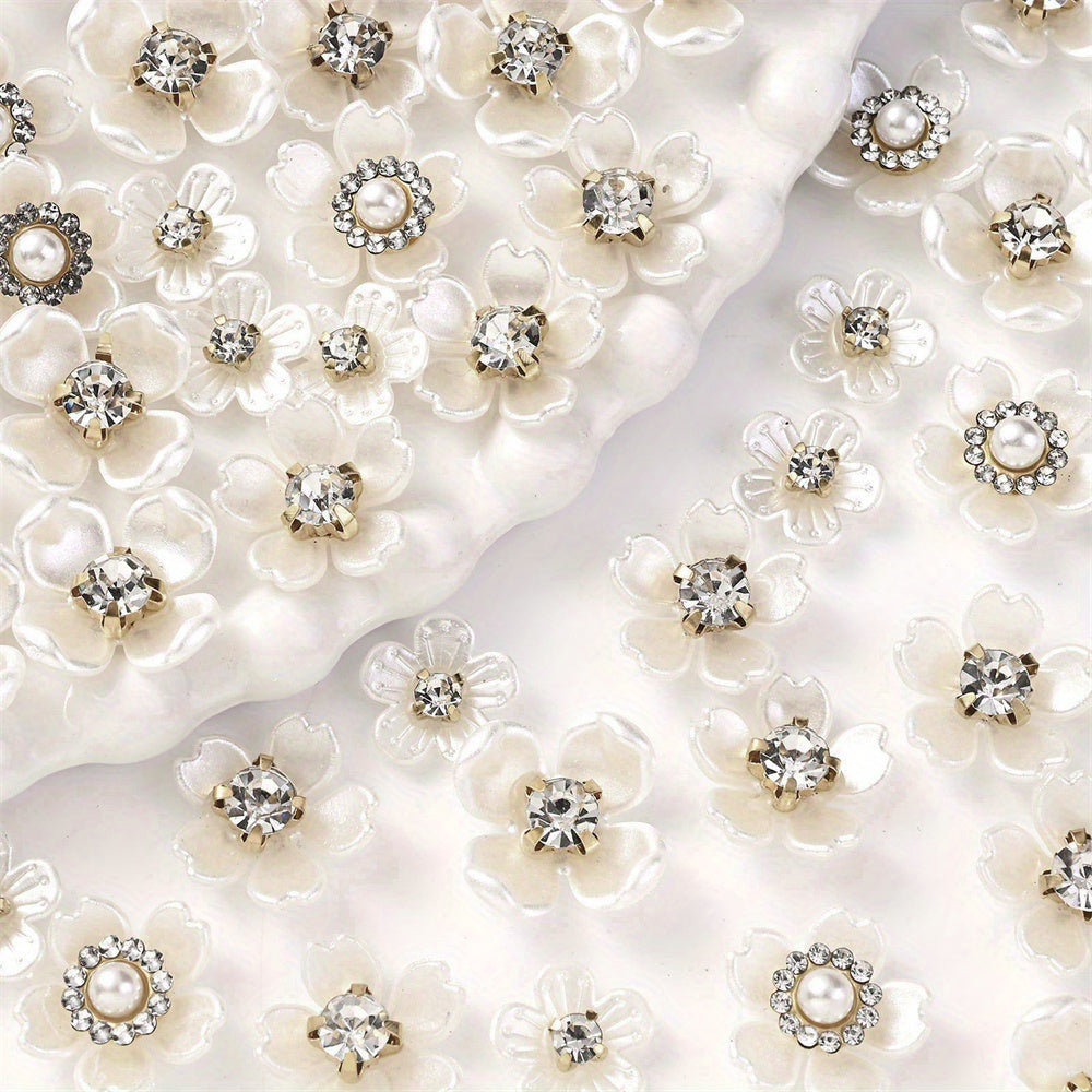 Flower Shape Acrylic Imitation Pearl Flatback Beads