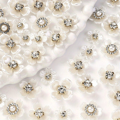 Flower Shape Acrylic Imitation Pearl Flatback Beads