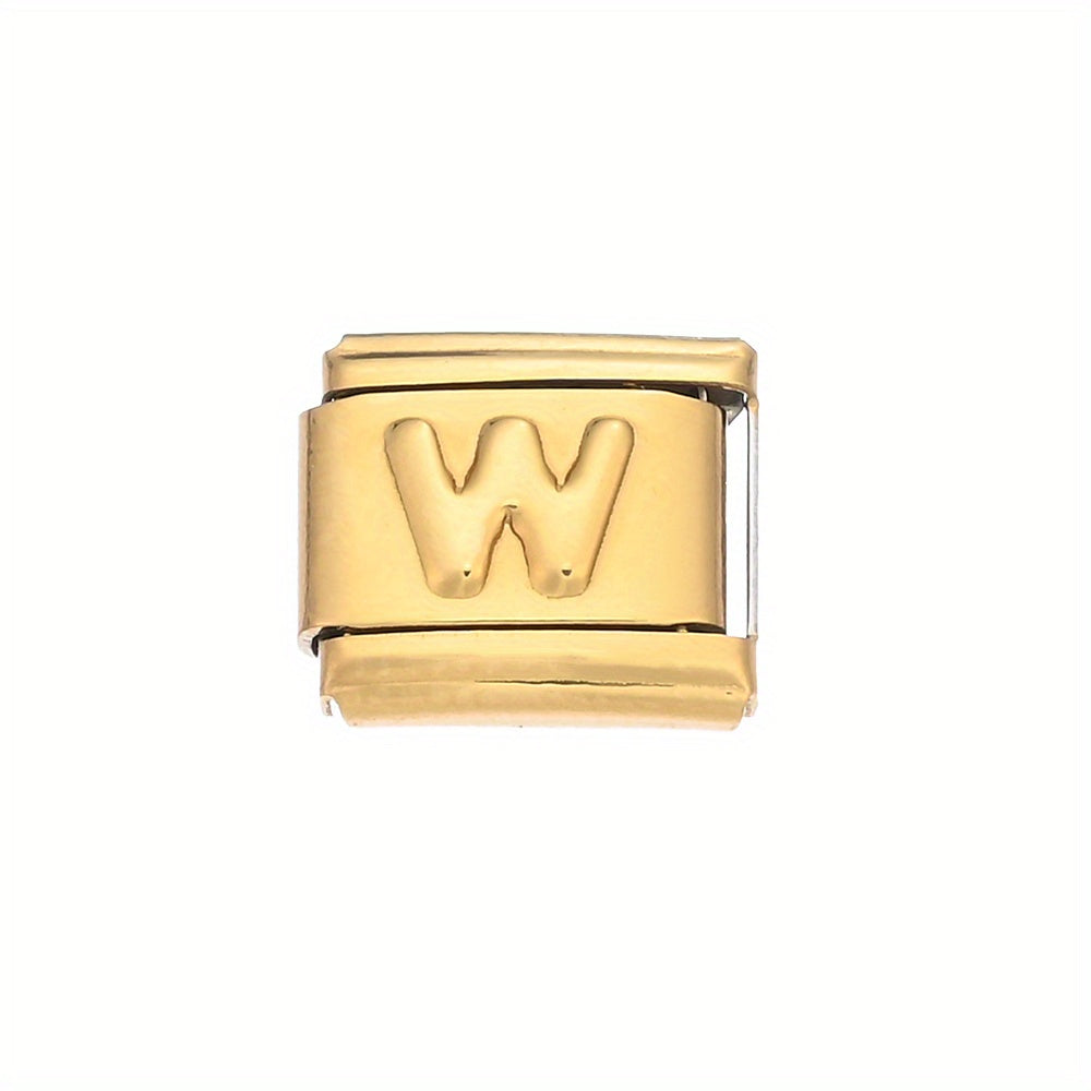 1pc 9x10mm Golden Stainless Steel Letter Bead