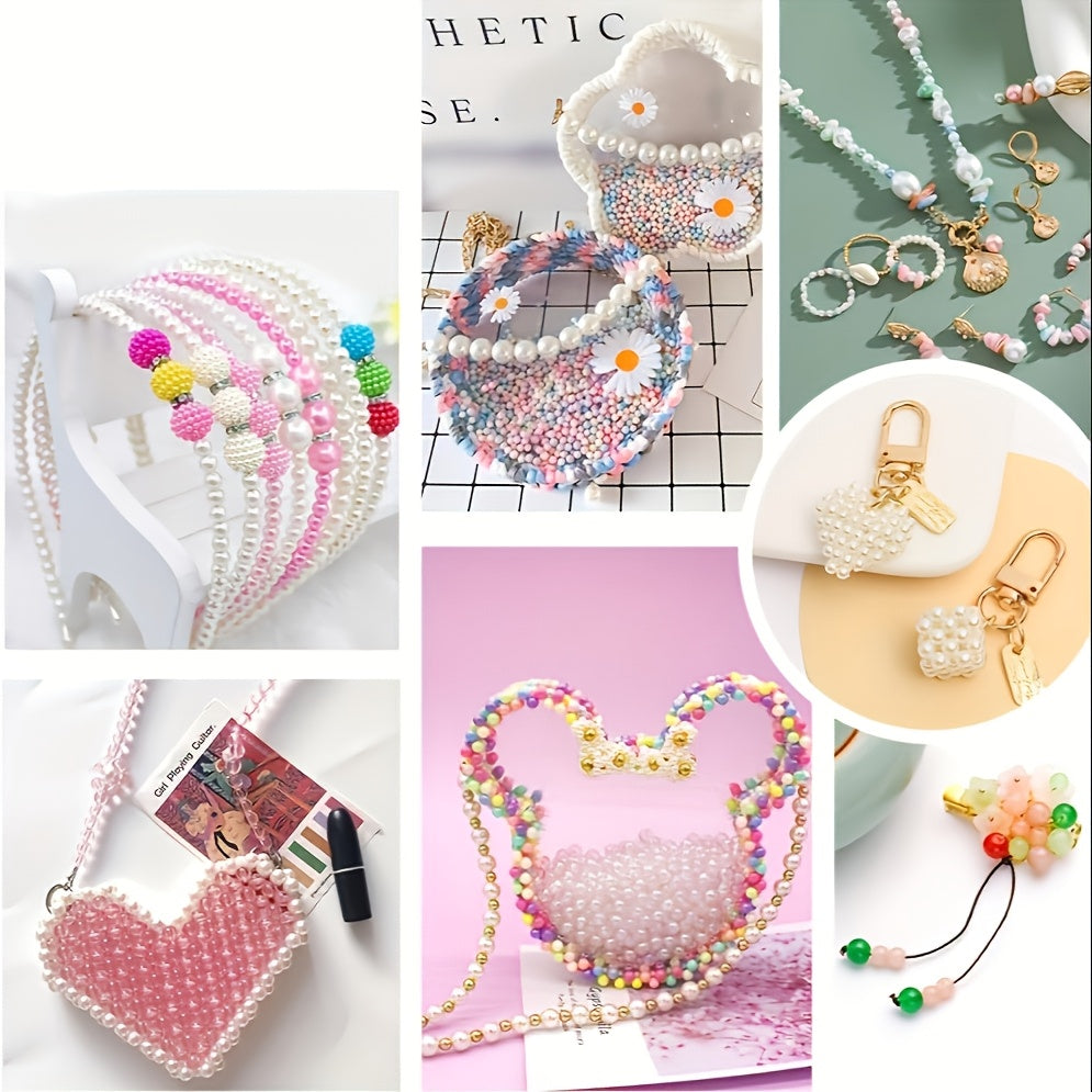1 Box Imitation Pearl Beads Set 4/6/8/10mm Acrylic Artificial Pearl Spacer Loose Beads Bulkl for Diy Fashion Jewelry, Perfect for Making Necklace, Bracelet, Hairpins, Anklet and Earring- Diy Craft, Keychain & Bags