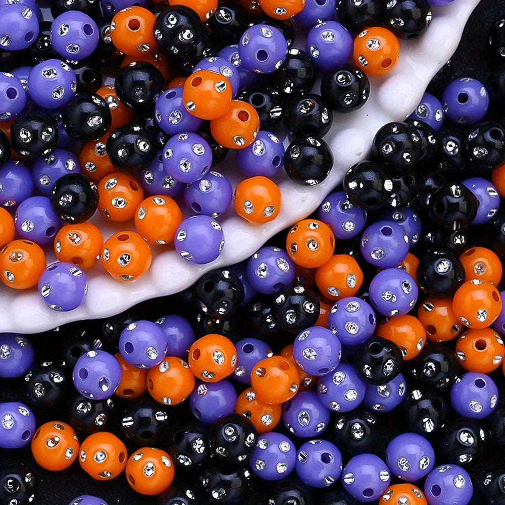 8mm Halloween Rhinestone Acrylic Spacer Beads