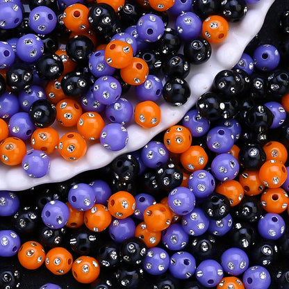 8mm Halloween Rhinestone Acrylic Spacer Beads