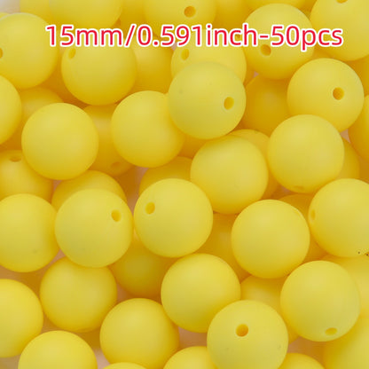 50pcs 12/15mm Rainbow Silicone Round Focal Beads