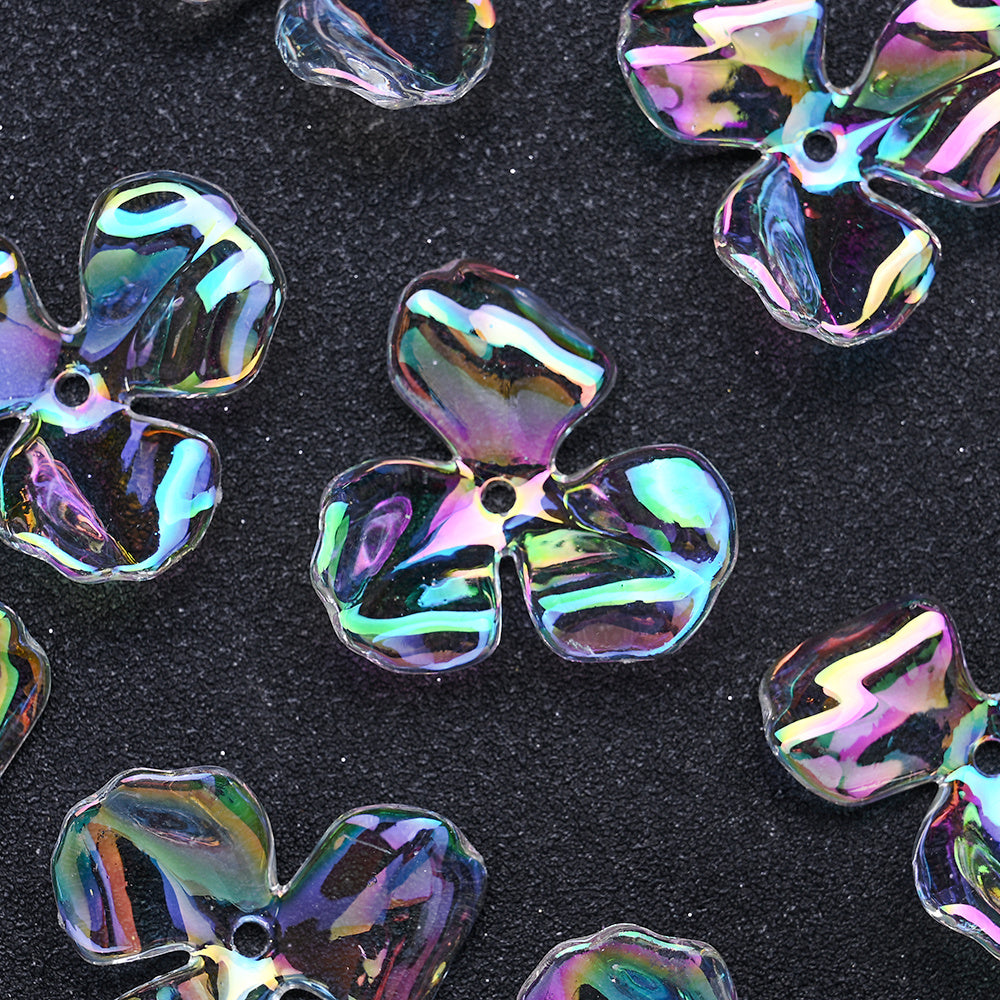 30x35mm UV Coated Floral Acrylic Beads