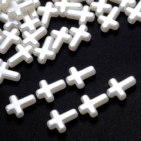 50pcs 12x15mm White Acrylic Cross Beads