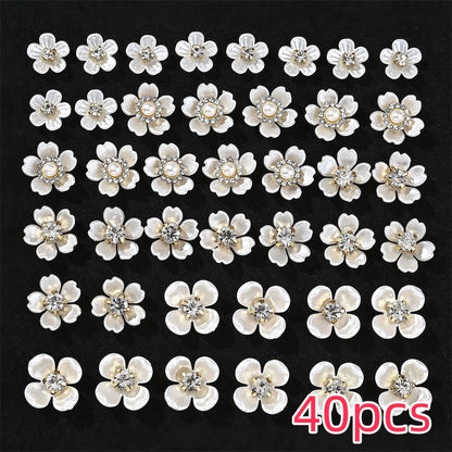 Flower Shape Acrylic Imitation Pearl Flatback Beads