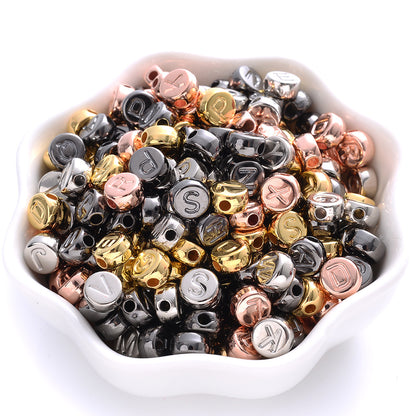 100pcs Silvery Golden Mixed Color Letter Acrylic Beads