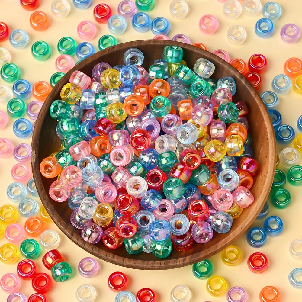 50/100/500/1000pcs 6x9mm Mixed Color Acrylic Pony Beads