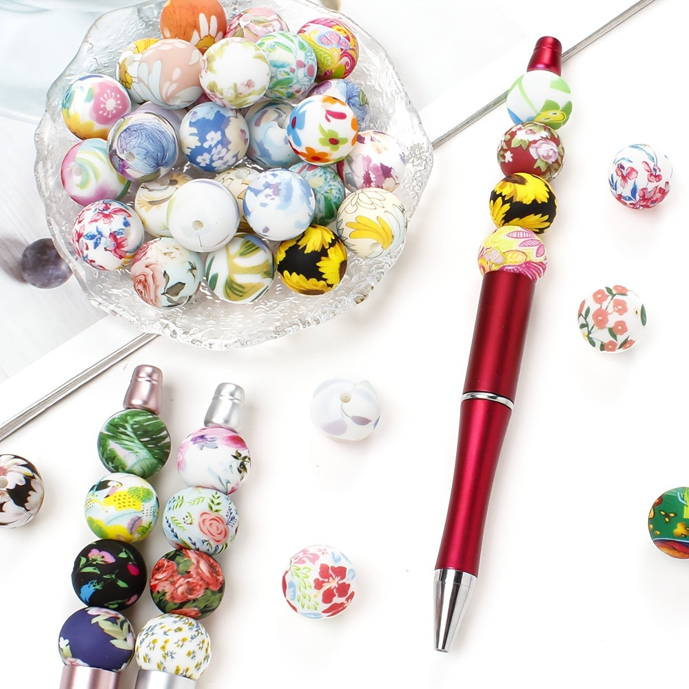 15mm Floral Silicone Beads