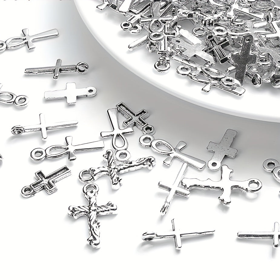 30Pcs Vintage Metal Cross Charms Alloy Cross Pendant Beads for DIY Jewelry Making Earring Necklace Bracelet Supplies