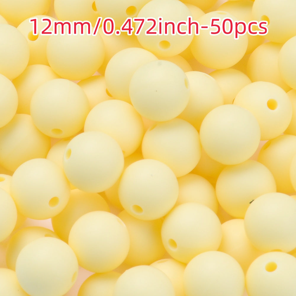 50pcs 12/15mm Rainbow Silicone Round Focal Beads