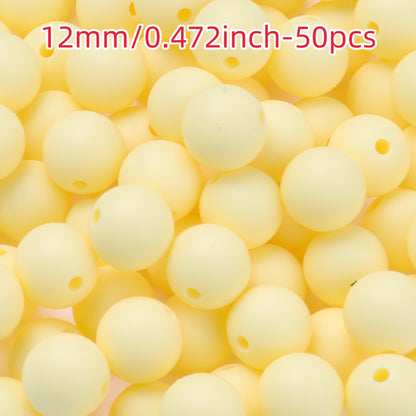 50pcs 12/15mm Rainbow Silicone Round Focal Beads