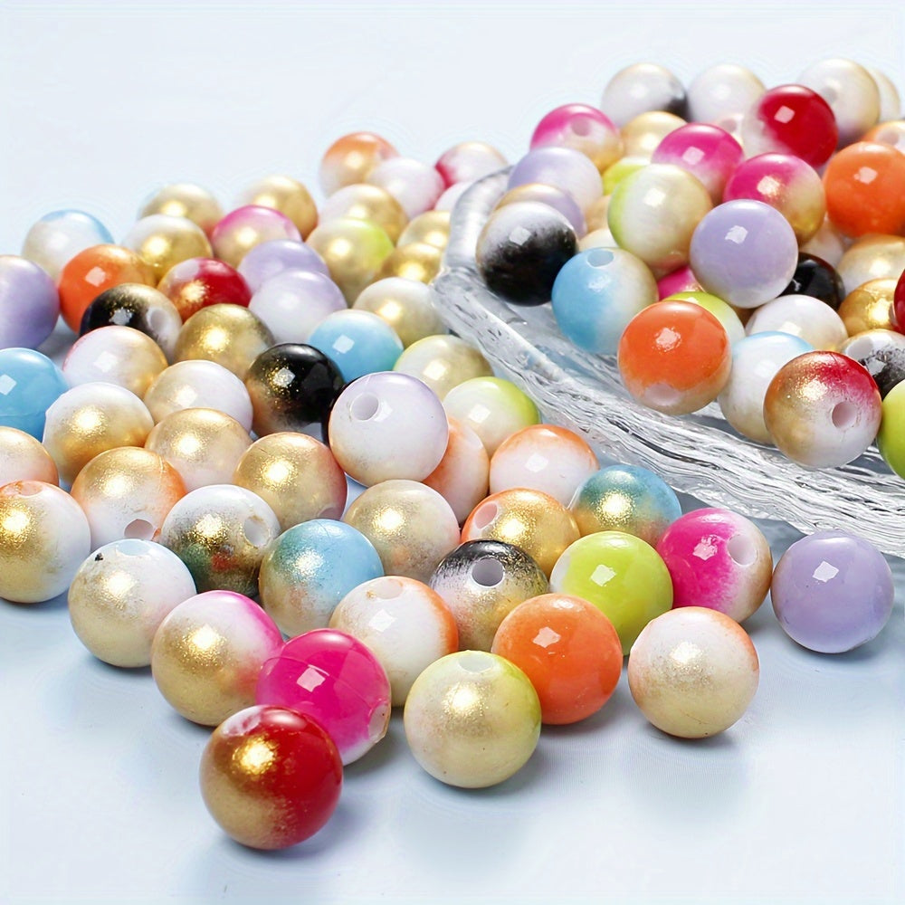 100/200pcs 6/8mm Gradient Acrylic Round Beads