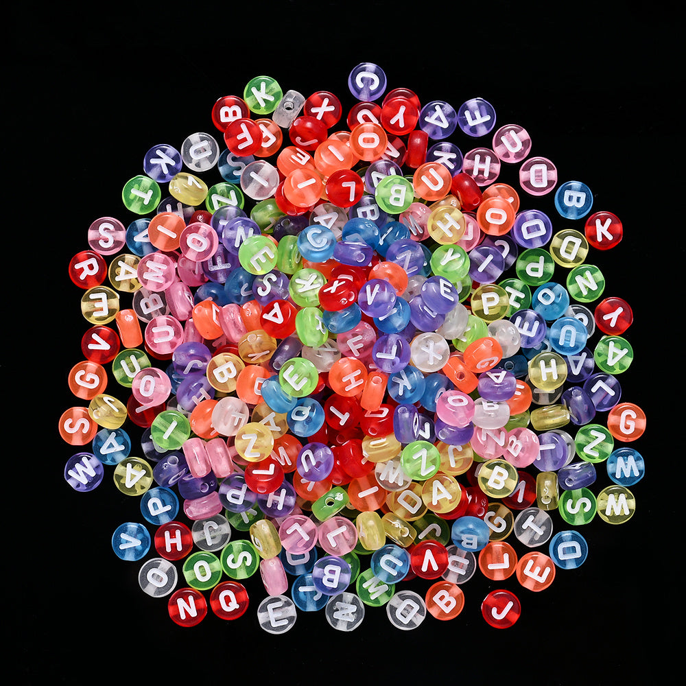 7mm Rainbow Acrylic Letter Beads