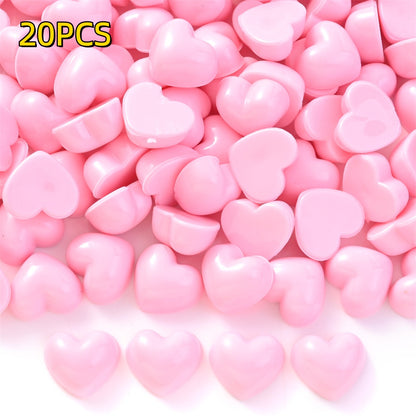 20/40pcs 12x13mm Colorful Heart Adhesive Beads