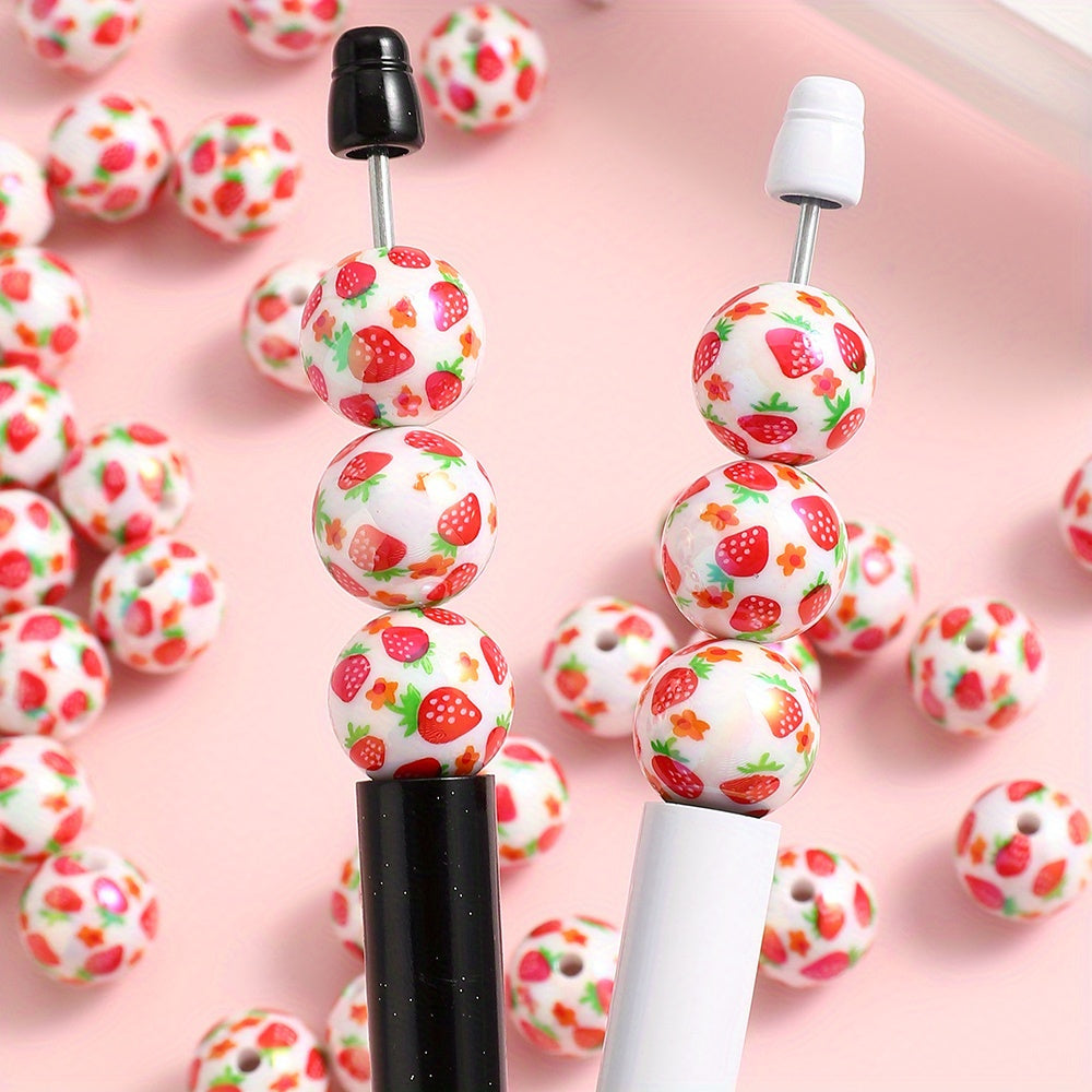 4/10pcs 16mm Pink Strawberry Resin Beads