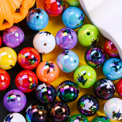 16mm Halloween Witch Print Acrylic Beads