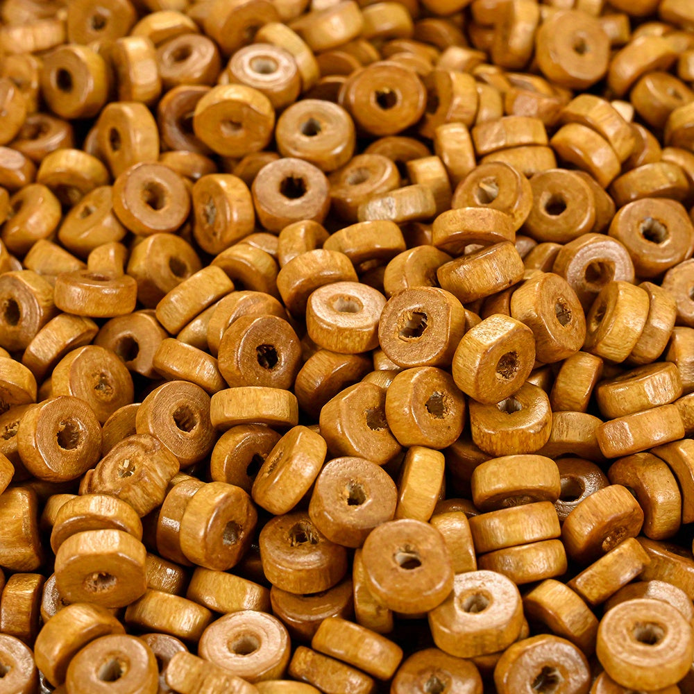 100pcs Wood Flat Round Spacer Beads