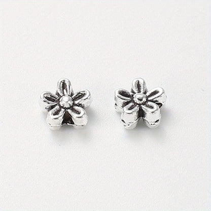 50pcs Antique Silvery Flower Spacer Beads
