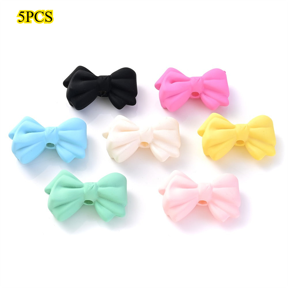 5pcs Acrylic Frosted Bow Tie Beads