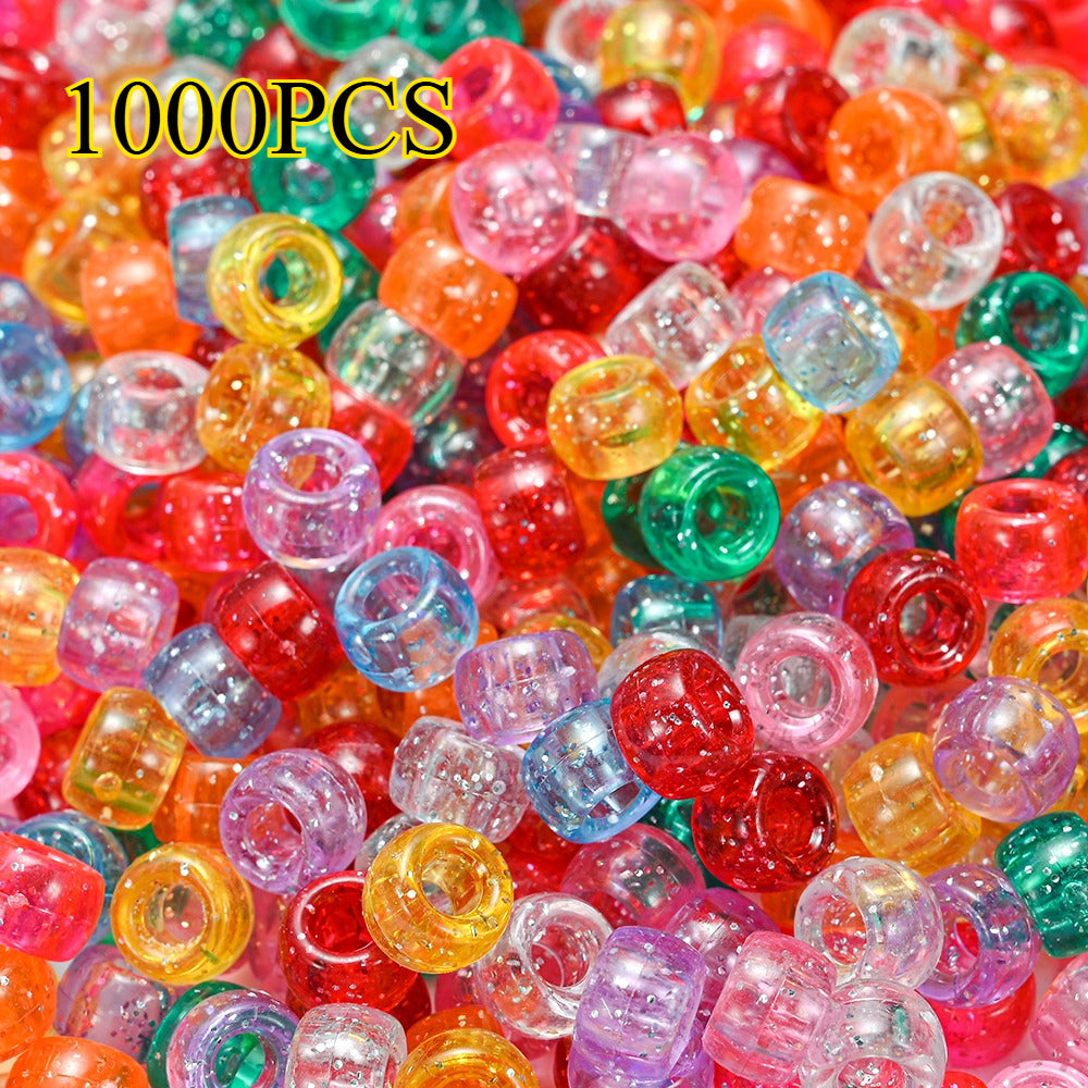 100pcs 6x9mm Large Hole Acrylic Cylindrical Beads