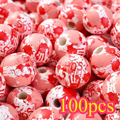 Halloween Wooden Pattern Beads